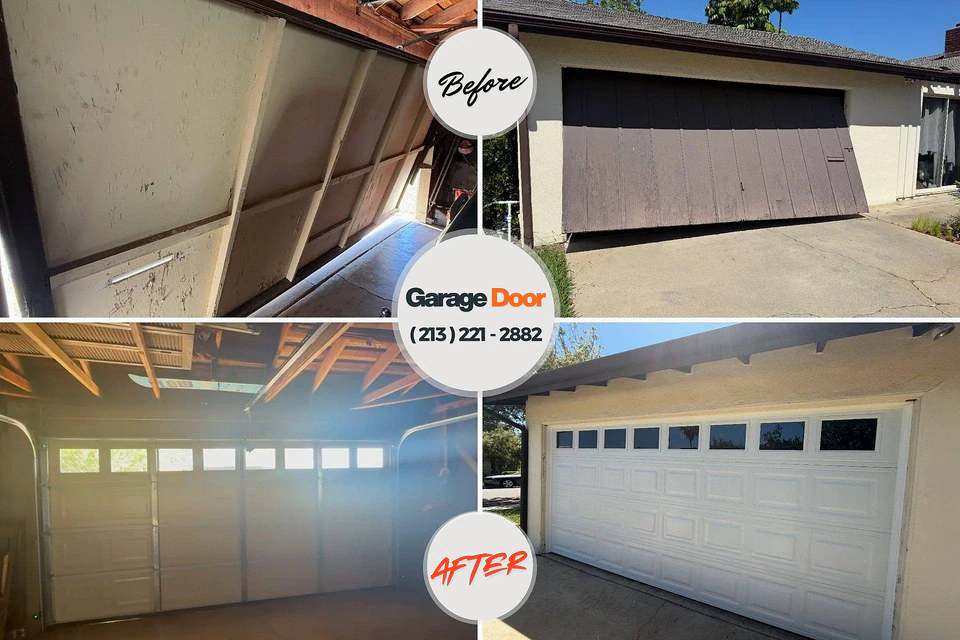 Before and after: garage door repair Dunnstown, PA